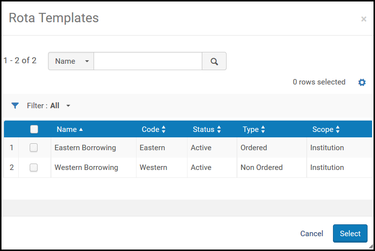 Rota Templates Page